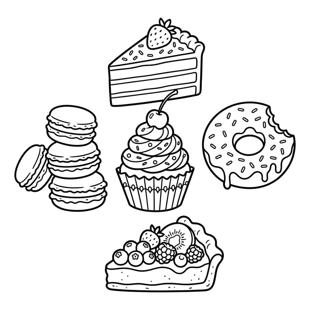 الكعك والدونات تلوين
