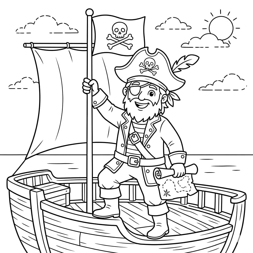 القبطان على السفينة تلوين
