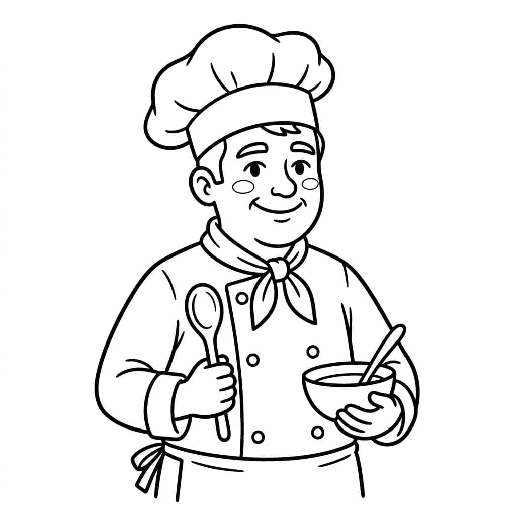 الشيف يستمتع بالطعام تلوين