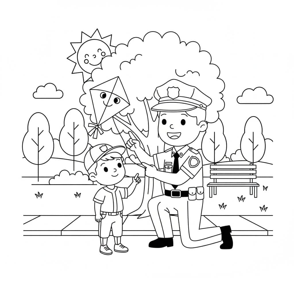 الشرطة تحلق الطائرات الورقية تلوين