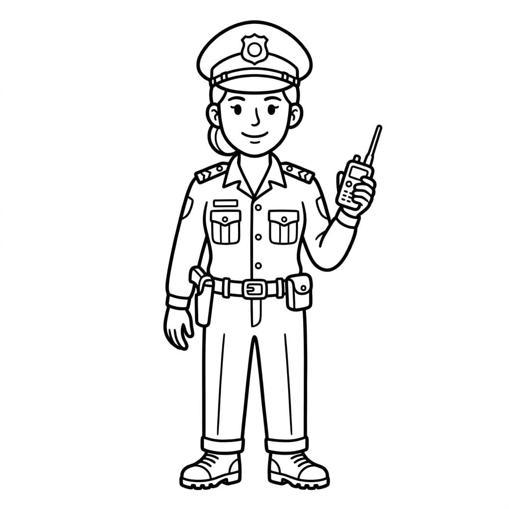 الشرطي يتحدث عبر اللاسلكي تلوين