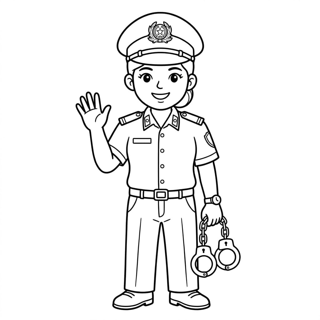 الشرطي مع الأصفاد تلوين