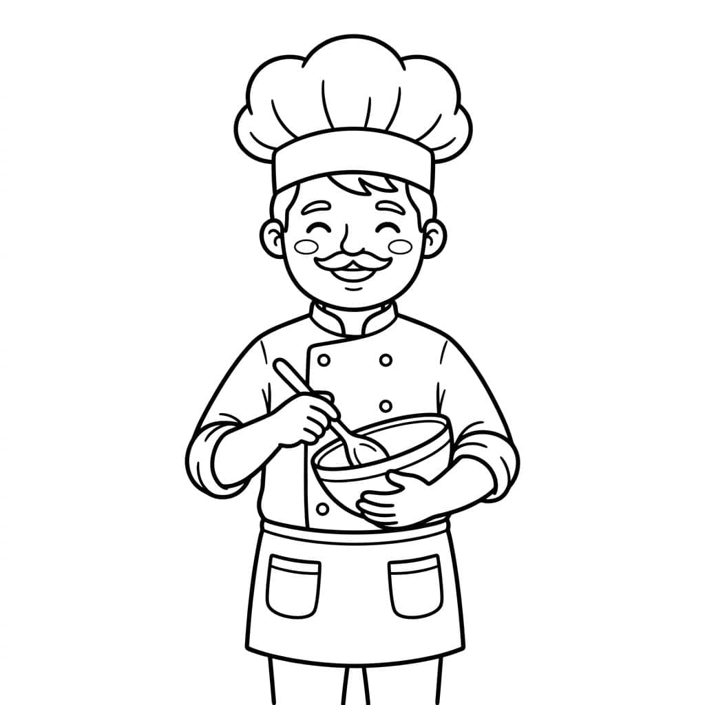 الشيف يُعد الطبق تلوين