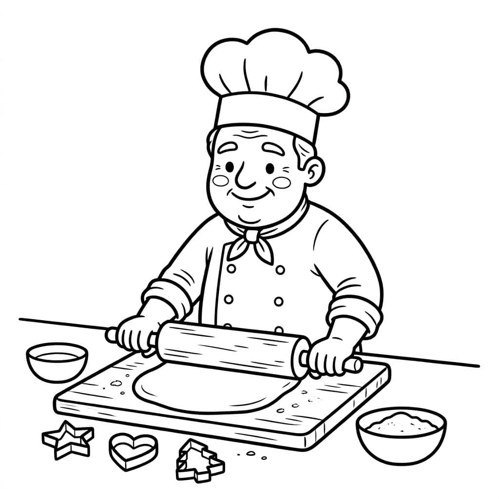 الطاهي يصنع كعكة تلوين