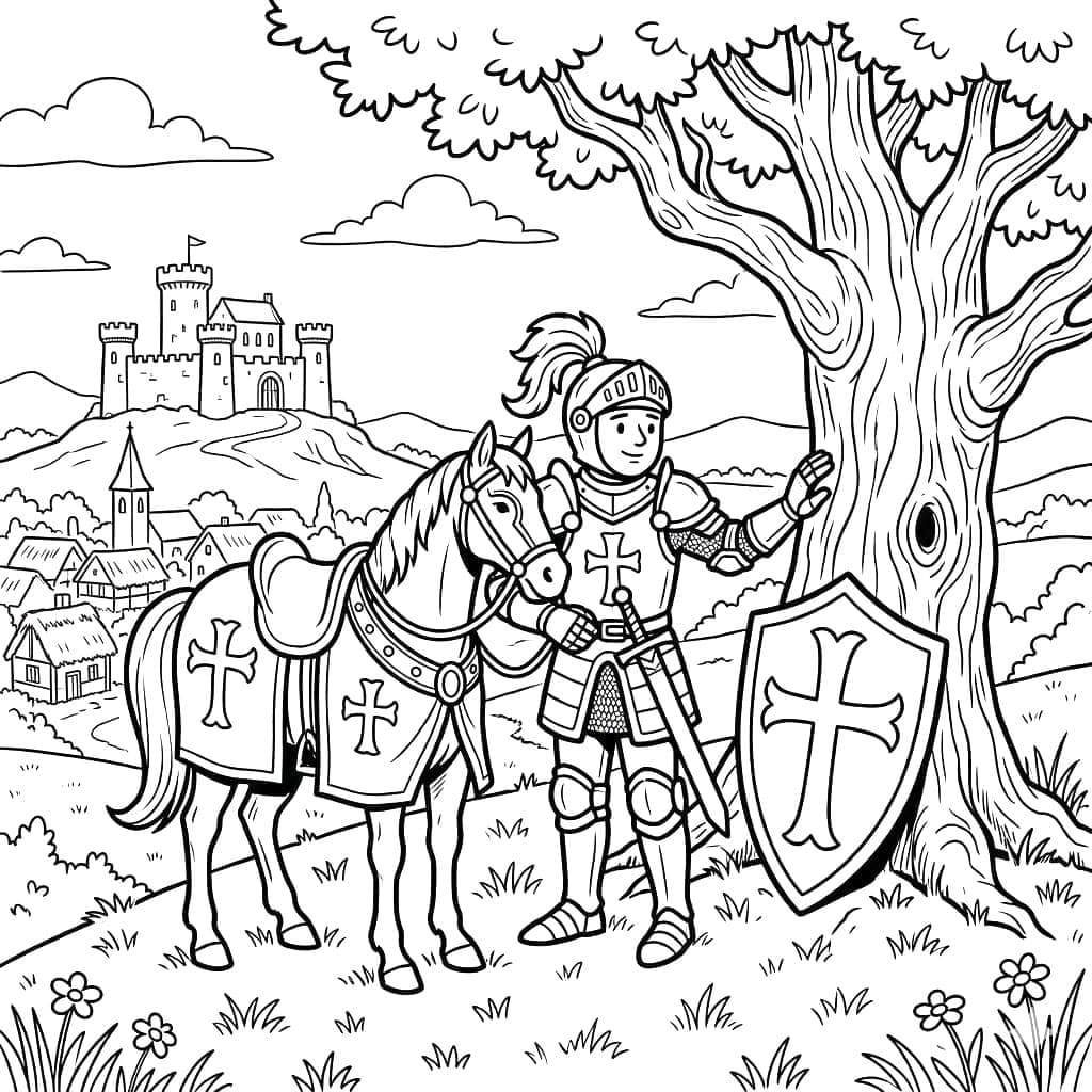 فارس الغابة الخضراء تلوين