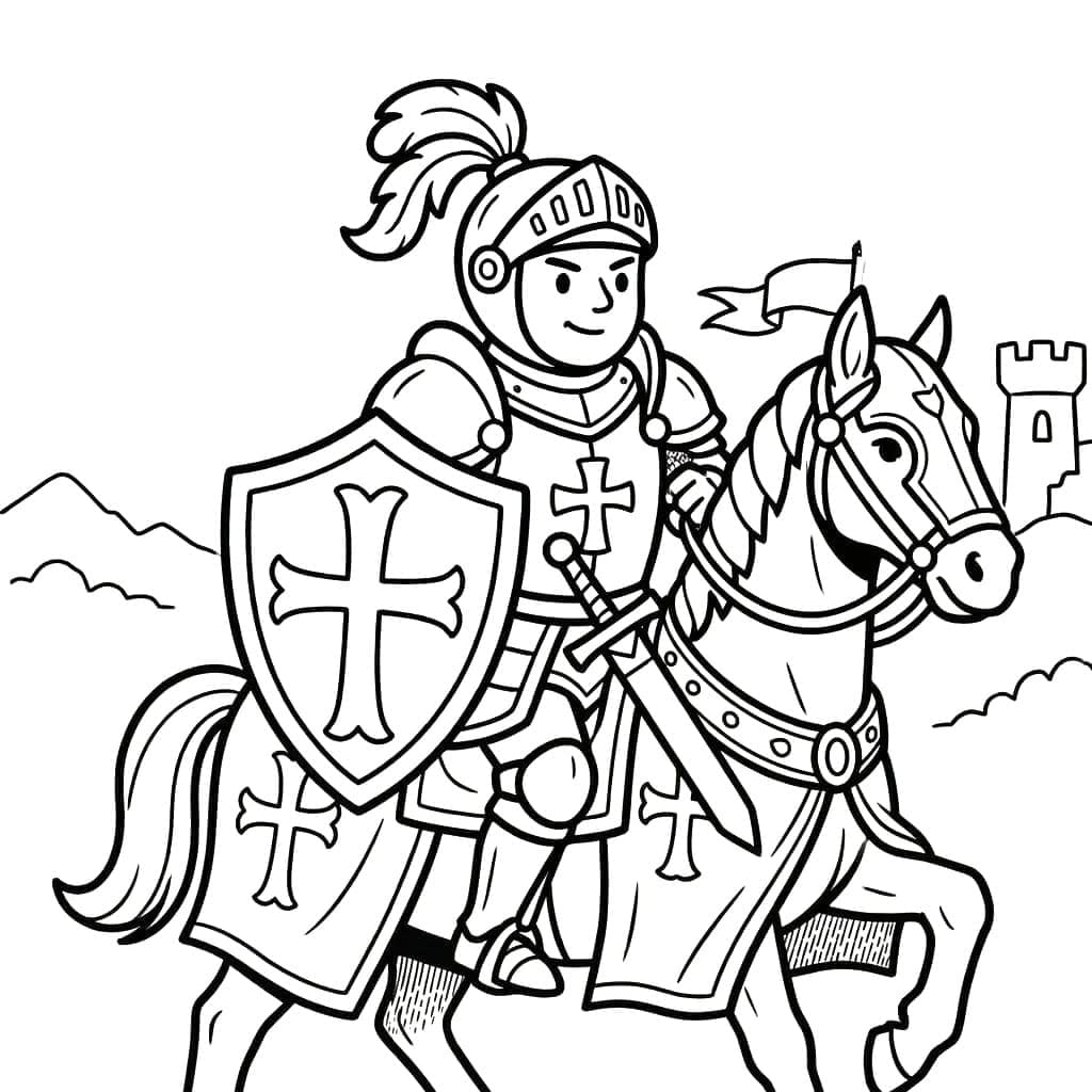 فارس على ظهر حصان تلوين