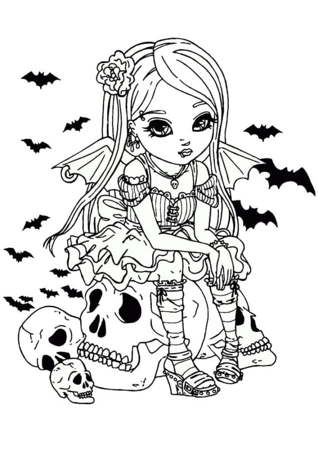 فتاة مصاصة الدماء تتوق إلى الجمجمة تلوين