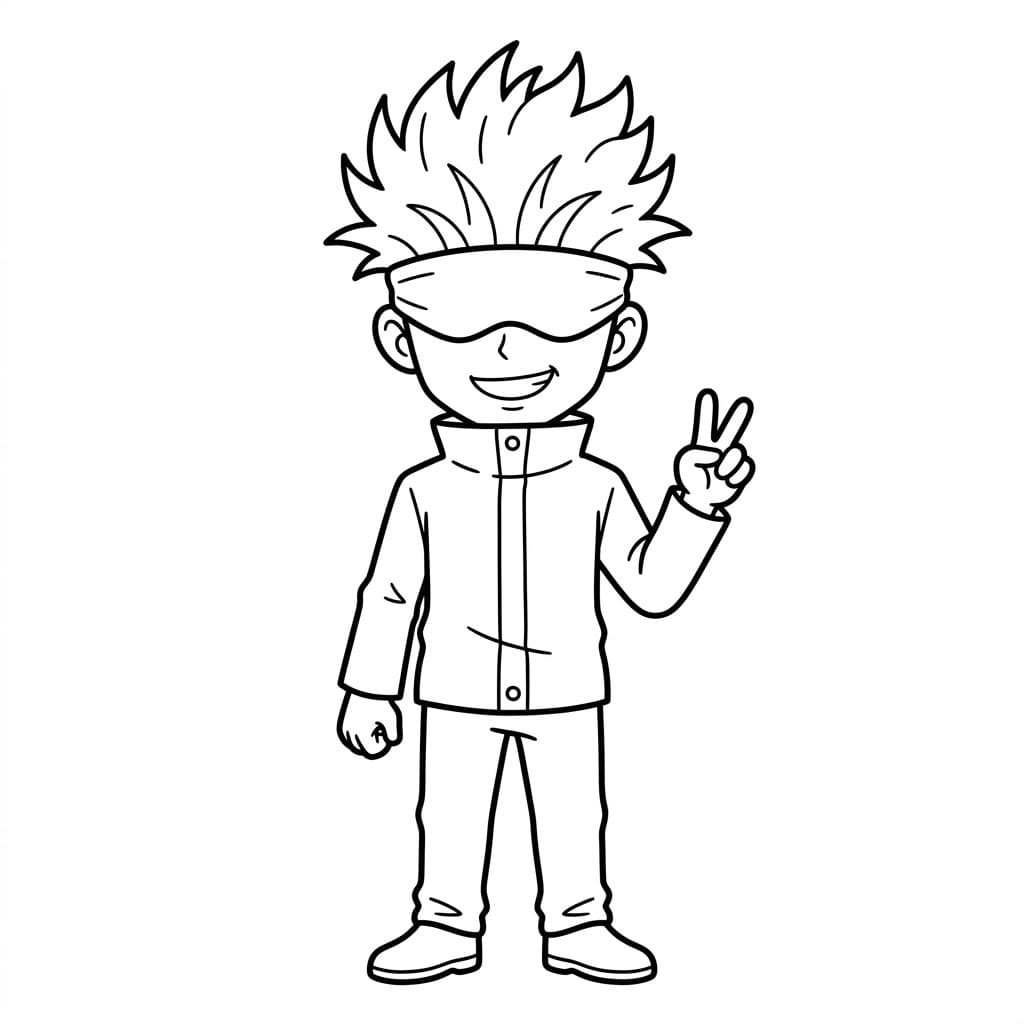 غوجو ساتورو بإشارة النصر تلوين