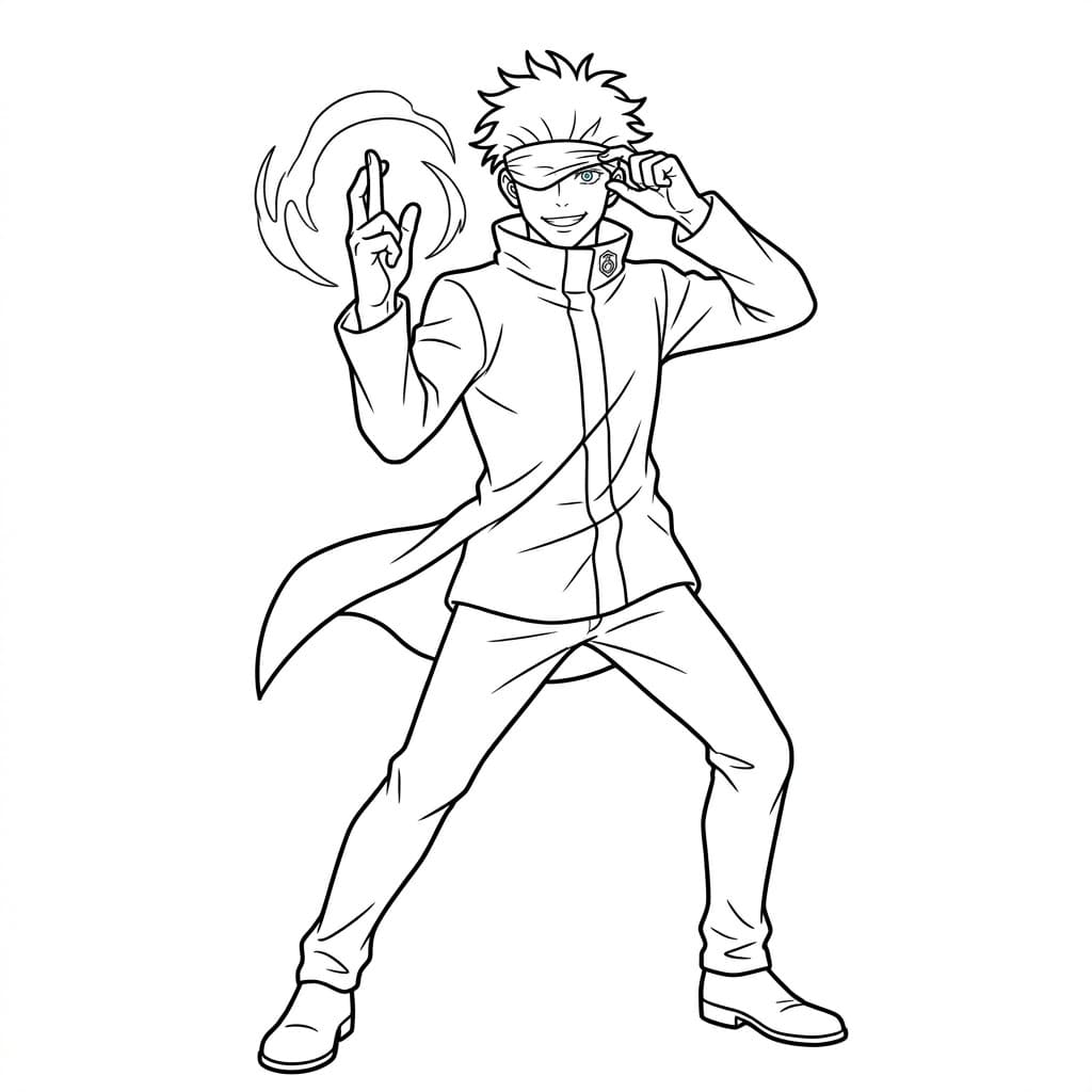 غوجو ساتورو في وضع الهجوم تلوين