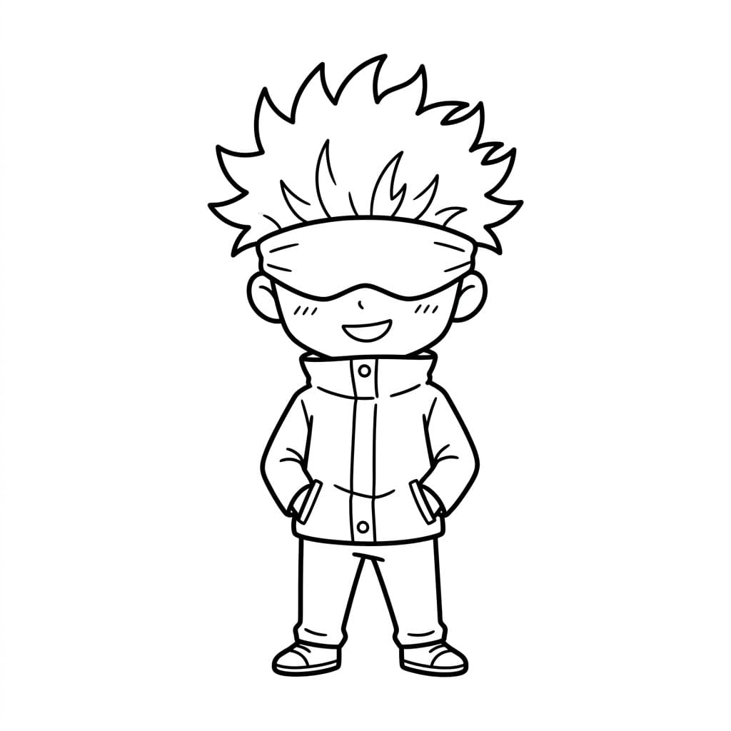 غوجو ساتورو مبتسم بهدوء تلوين