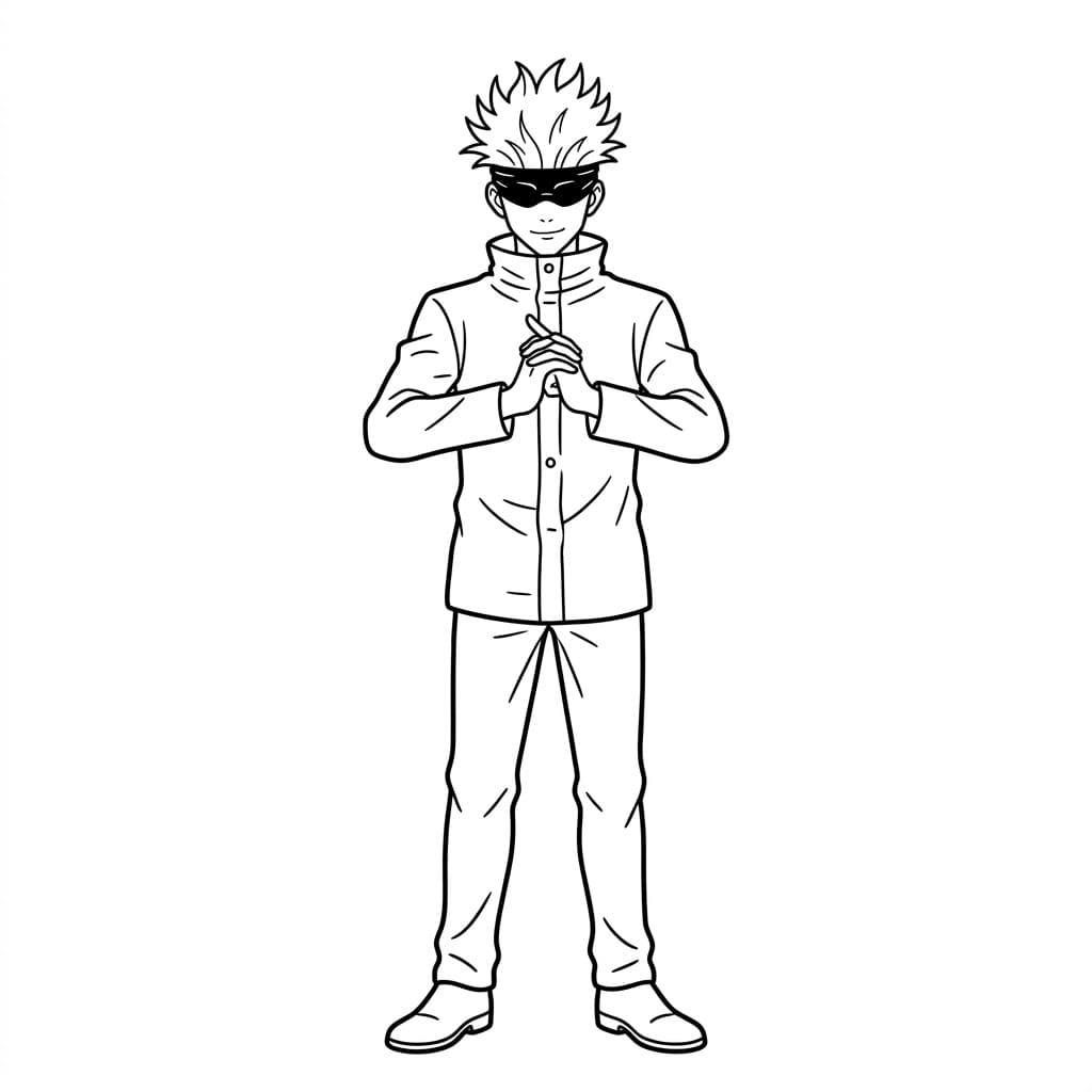 غوجو ساتورو واقف بثقة تلوين