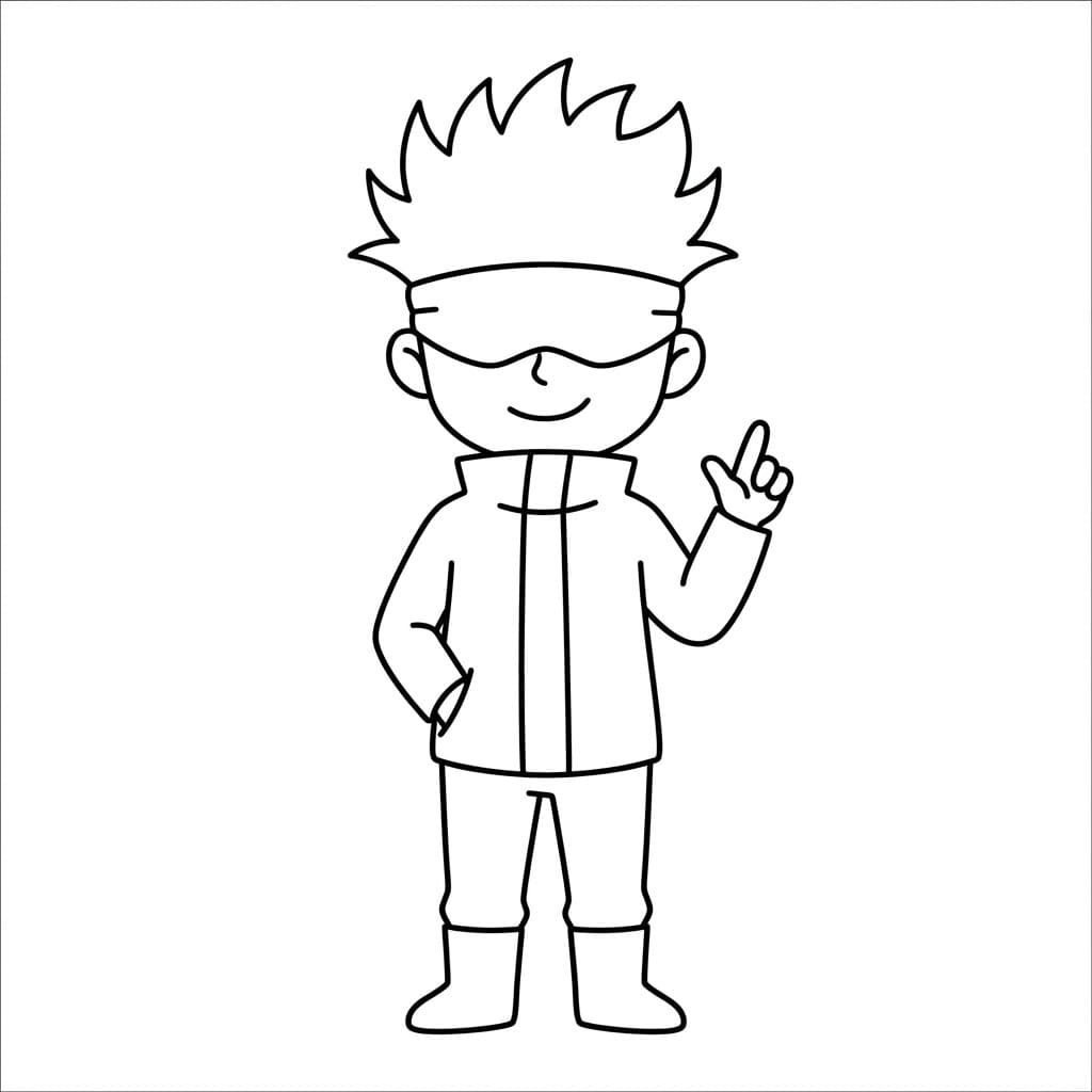 غوجو ساتورو الصغير يحيّي تلوين