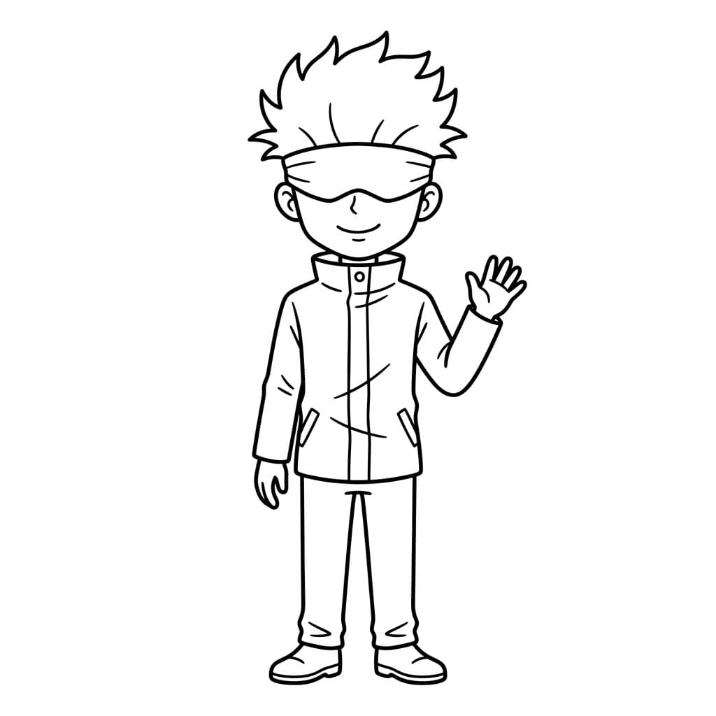 غوجو ساتورو يلوّح بابتسامة تلوين