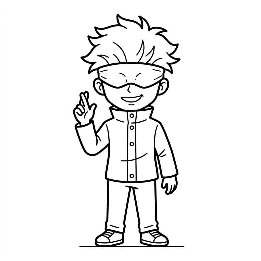 غوجو ساتورو يلوّح بيده تلوين