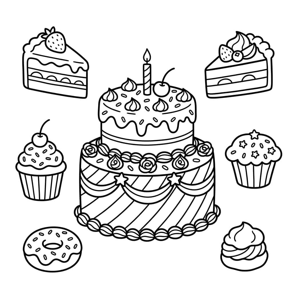 كعكة مزينة تلوين