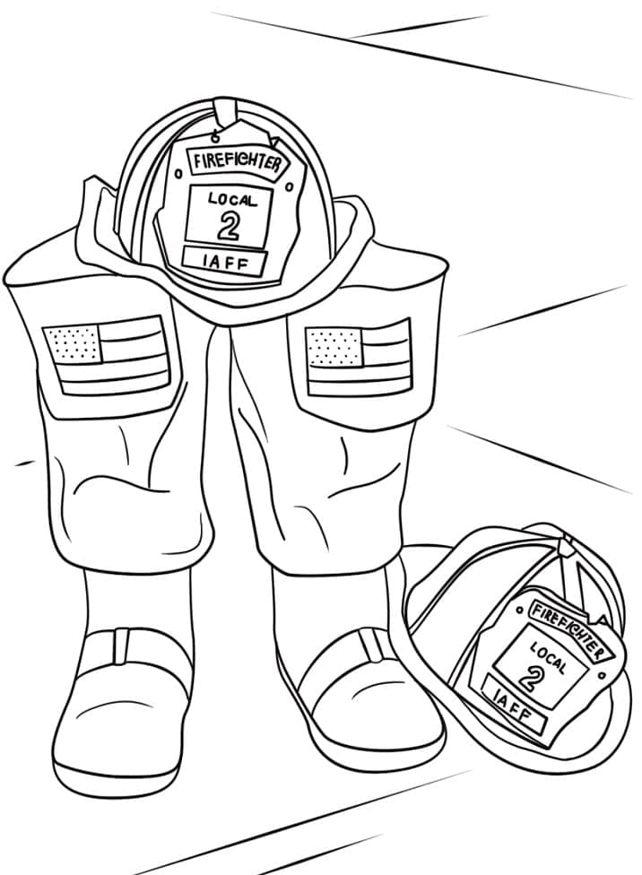 خوذة وأحذية رجال الإطفاء تلوين