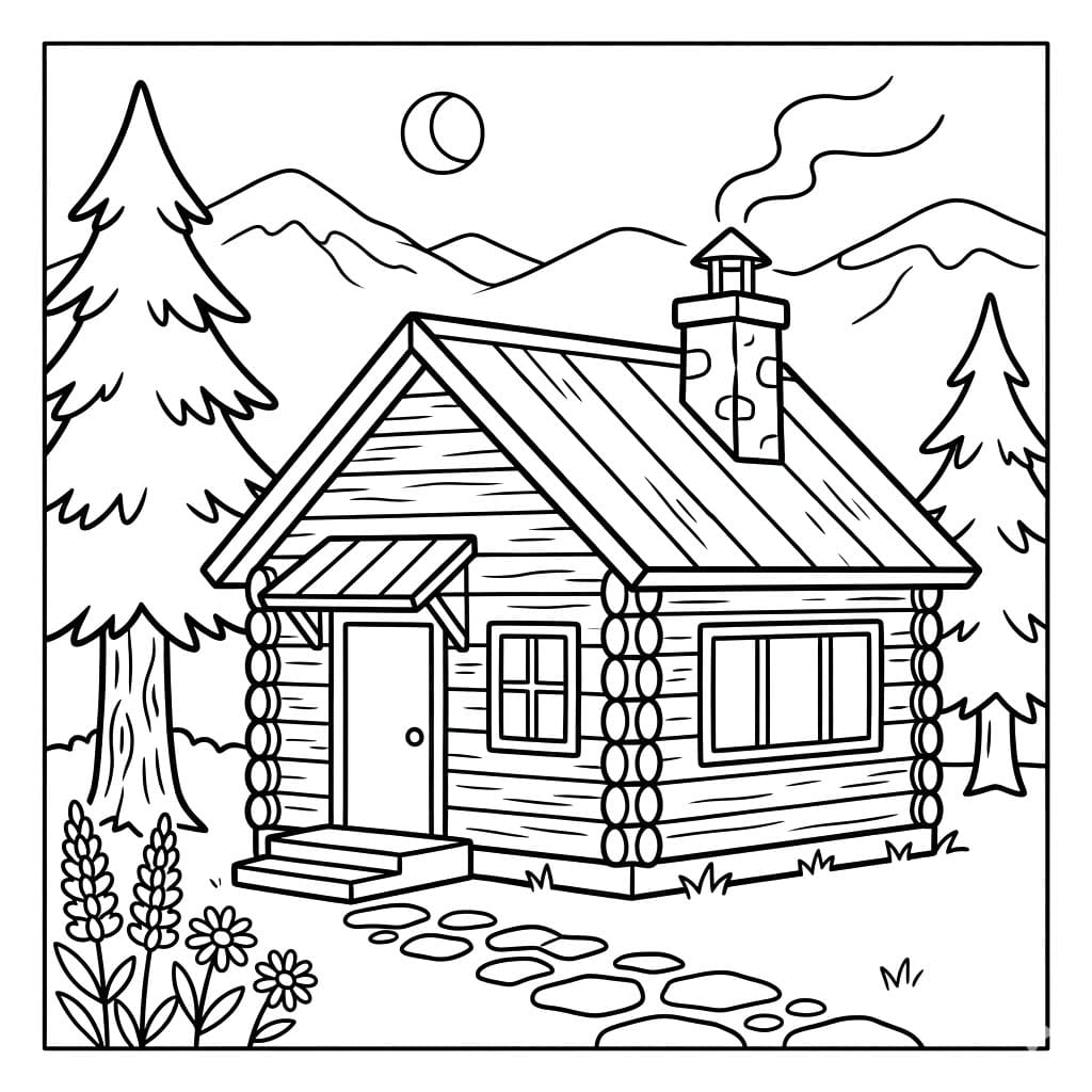 كوخ جبلي تلوين