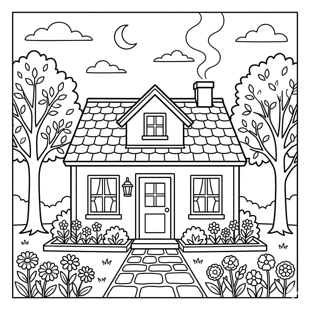 منزل في الحديقة تلوين