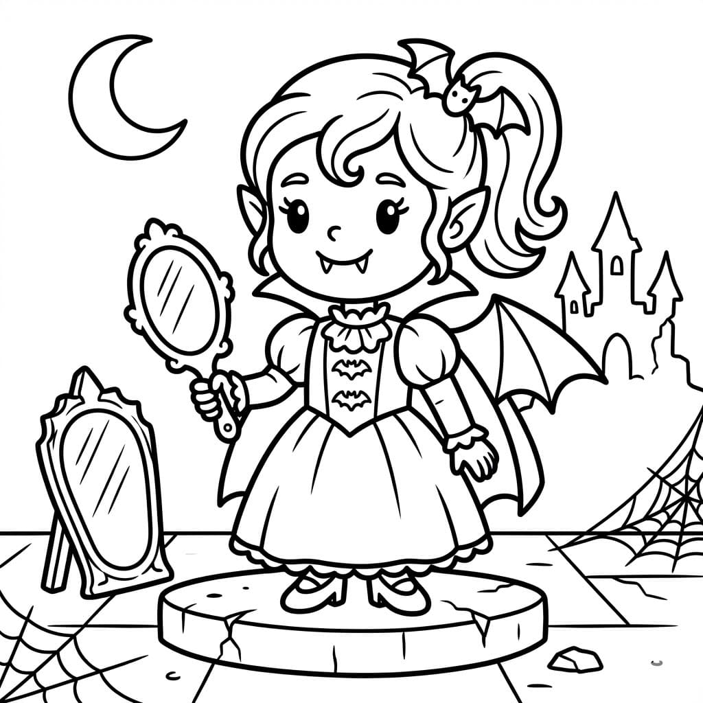 مصاصة دماء أمام المرآة تلوين