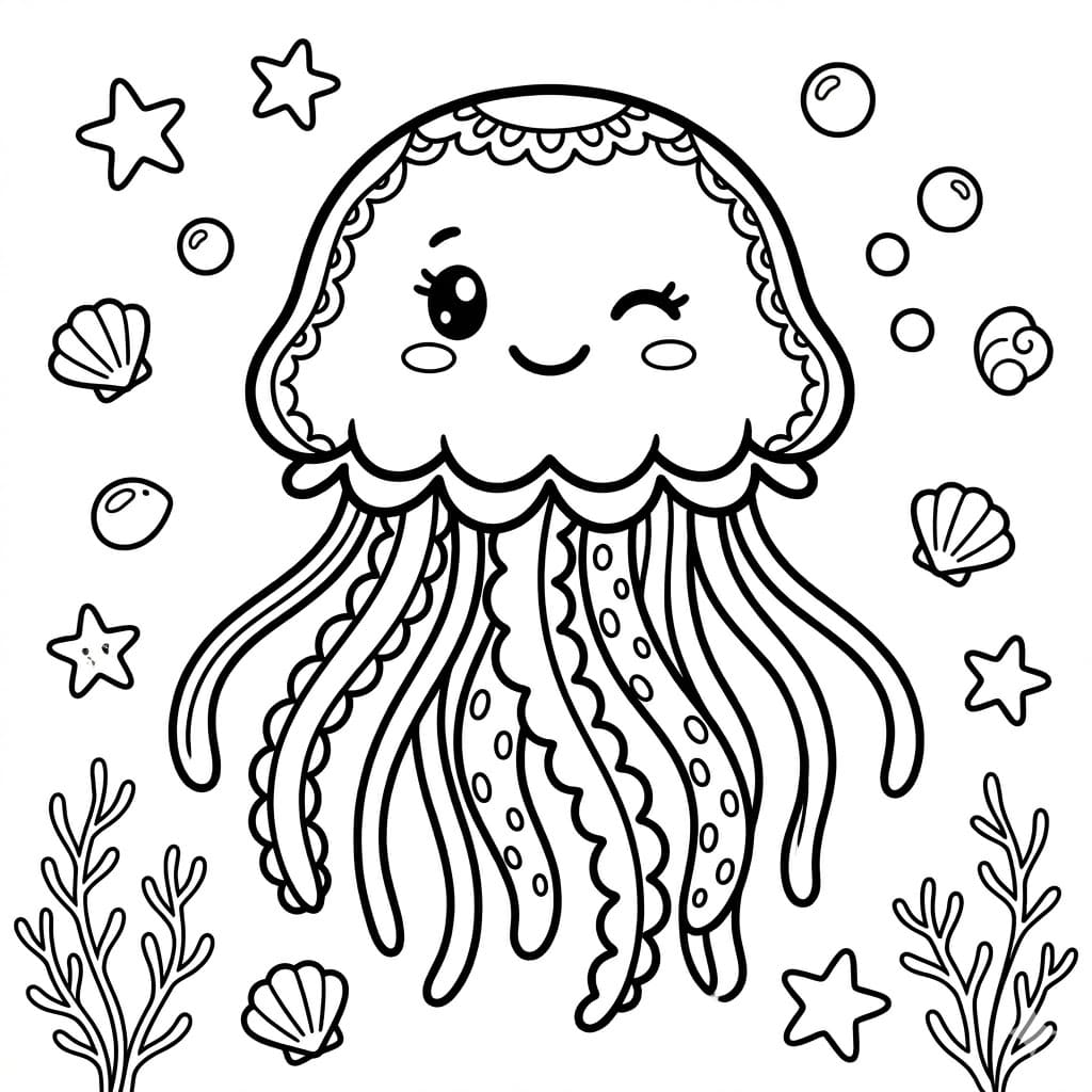 قنديل البحر في البحر تلوين