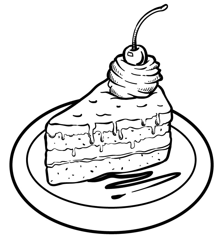 قطعة كيك مع الكرز والقشدة تلوين