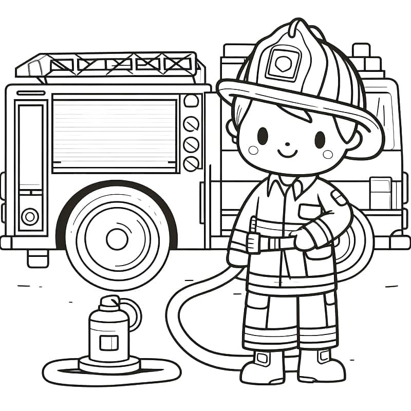 رجل إطفاء لطيف تلوين