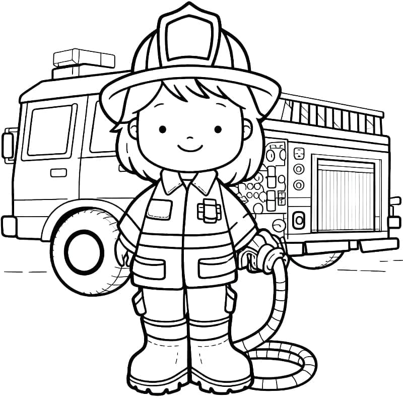 رجل إطفاء جميل تلوين