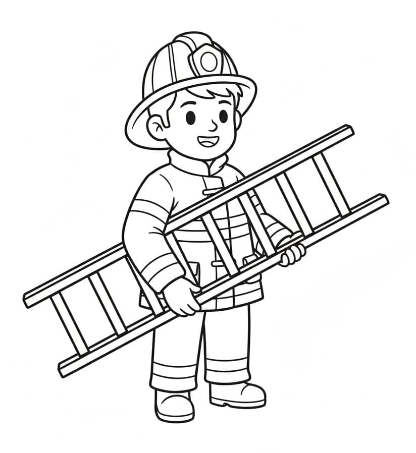 رجال الإطفاء يحملون السلالم تلوين