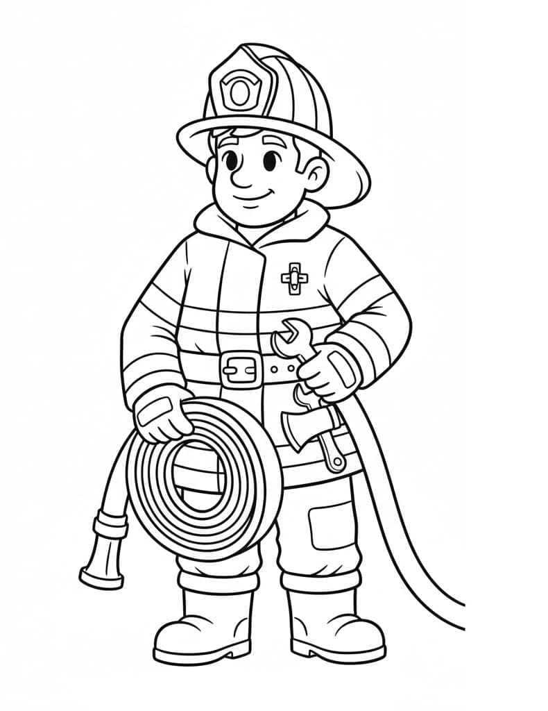 رجال الإطفاء يحملون خراطيم المياه تلوين