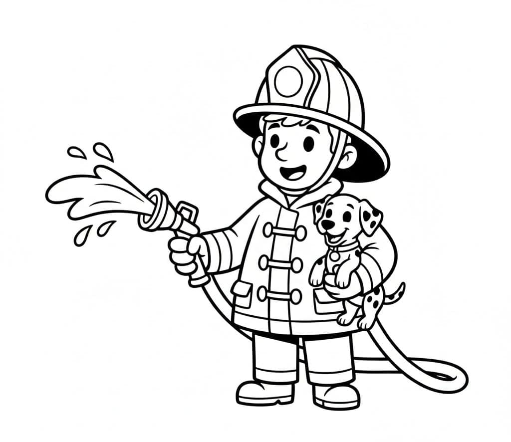 رجال الإطفاء يرشون الماء لإنقاذ الحيوانات الصغيرة تلوين