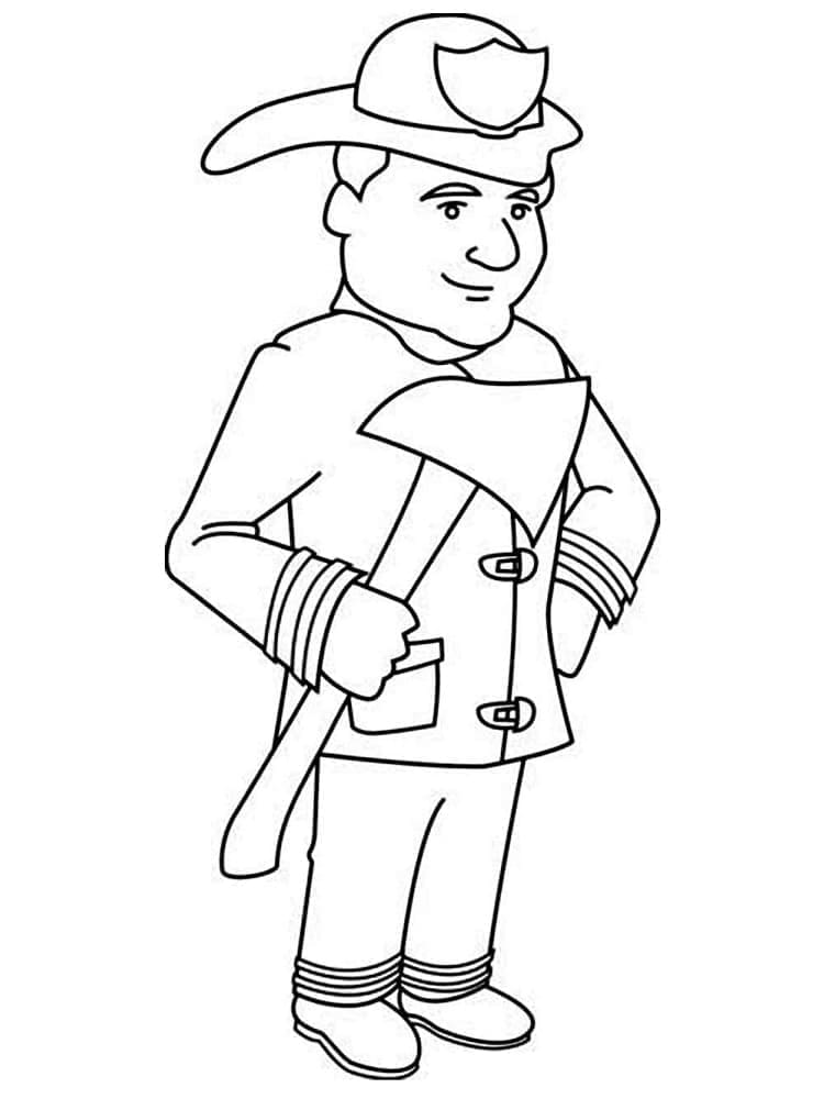 رجل إطفاء يحمل فأسًا تلوين