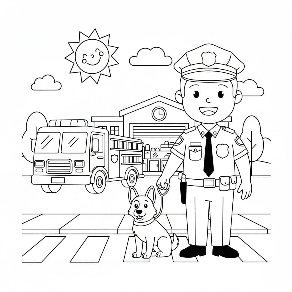 شرطة أمن المدرسة تلوين