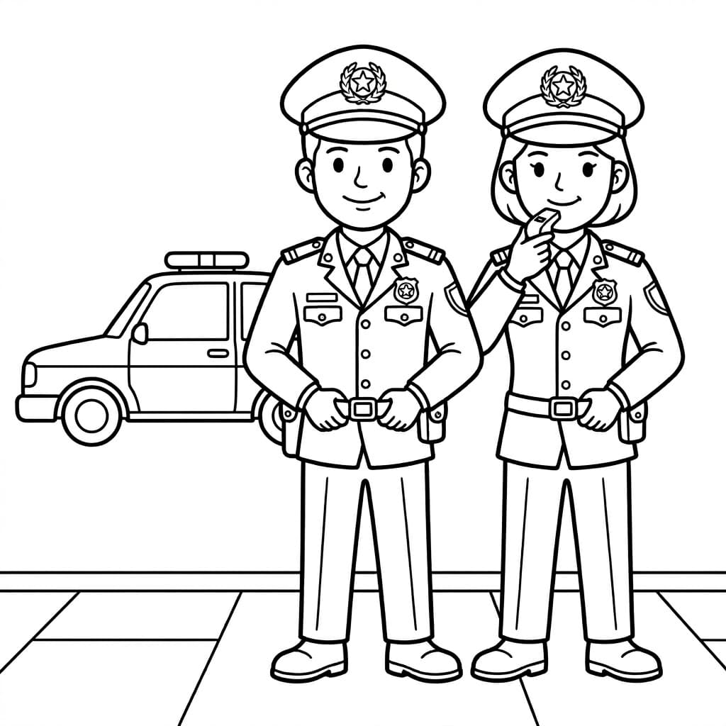 شرطيان في الخدمة تلوين