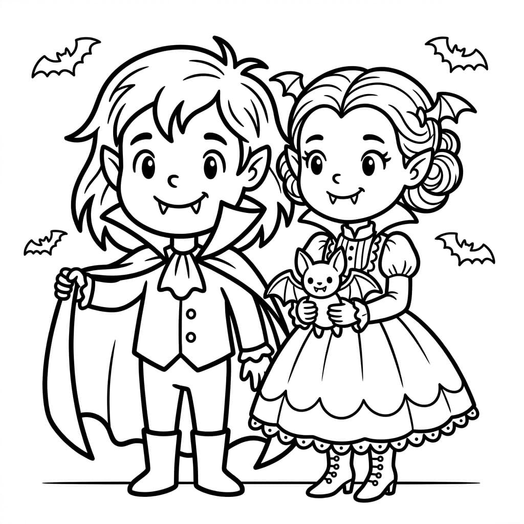 طفلان مصاصا دماء تلوين