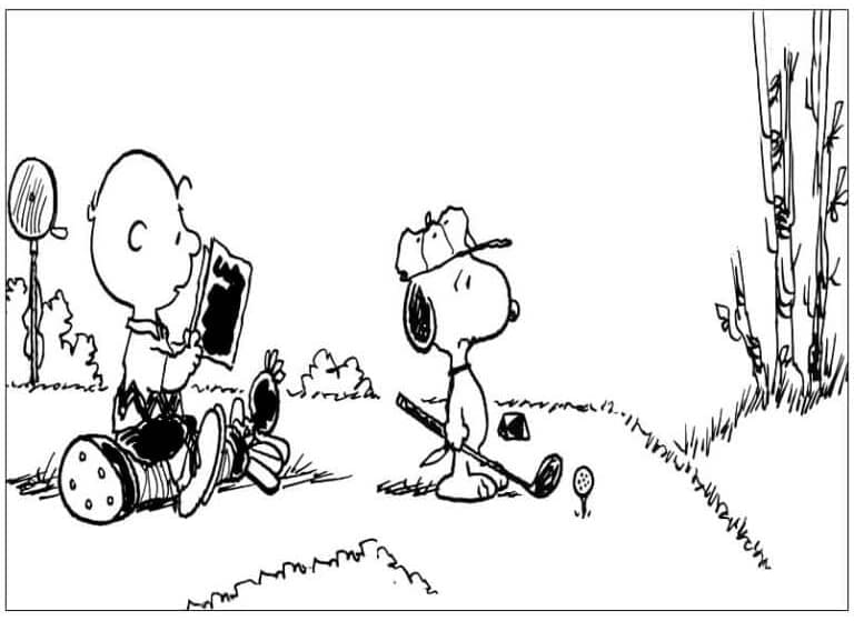 تشارلي وسنوبي يلعبان الغولف. تلوين