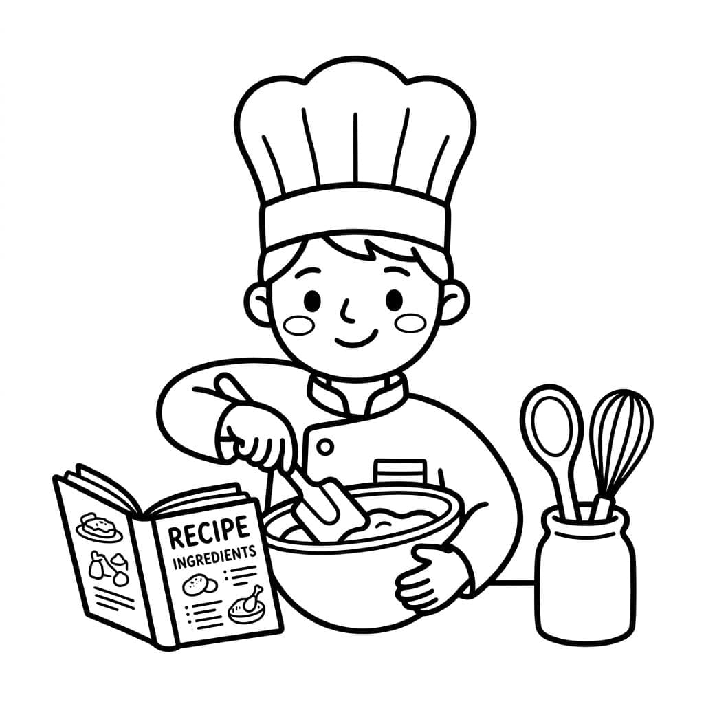 يتبع الطاهي الوصفة تلوين