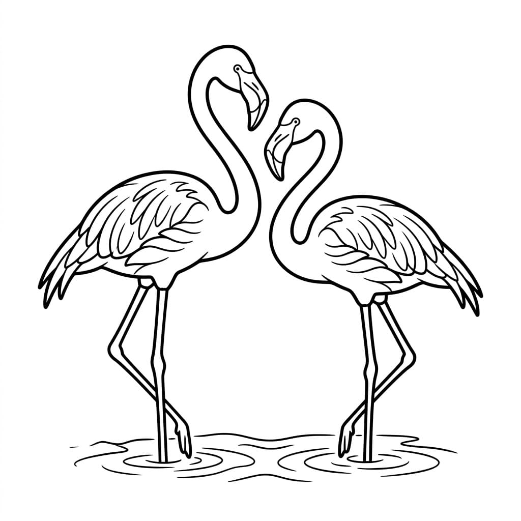 زوجان من طيور الفلامنجو تلوين