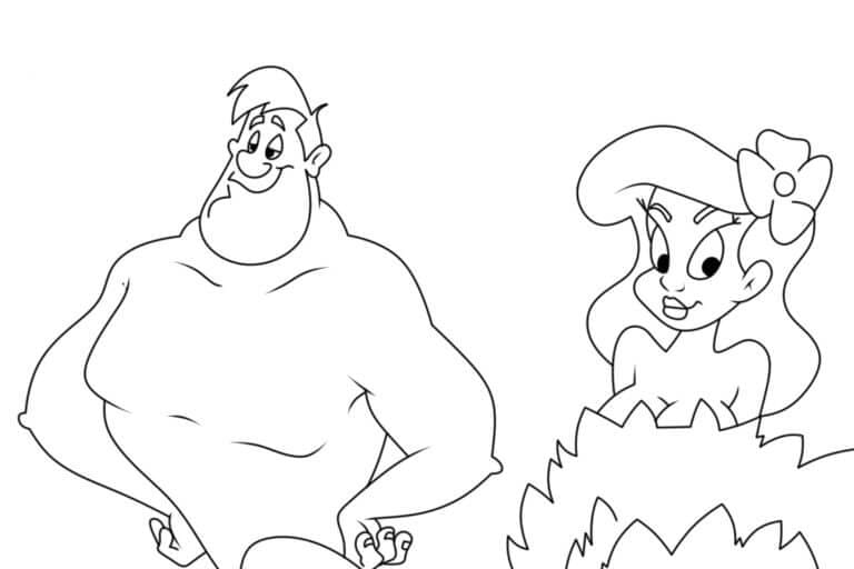 آدم وحواء الكرتوني تلوين