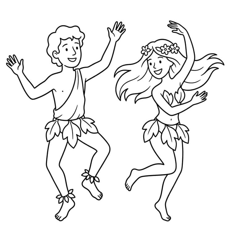 آدم وحواء يرقصان تلوين