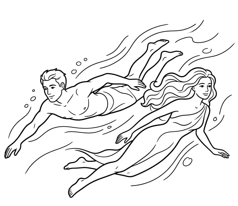 آدم وحواء يسبحان تلوين