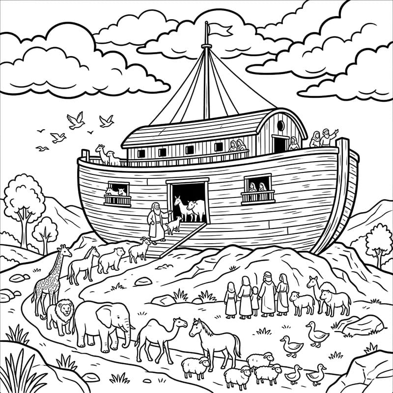 استراحة سفينة نوح بعد الطوفان تلوين