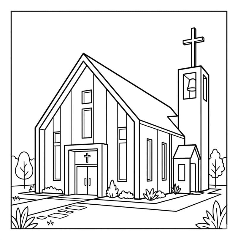 الكنيسة الحديثة البسيطة تلوين