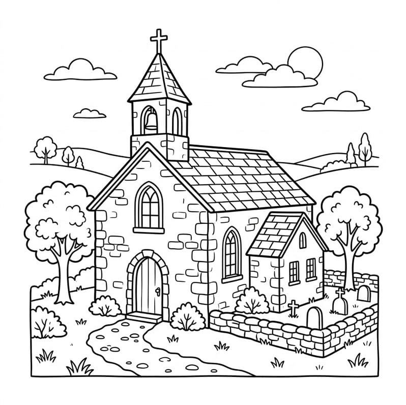 الكنيسة الحجرية القديمة تلوين