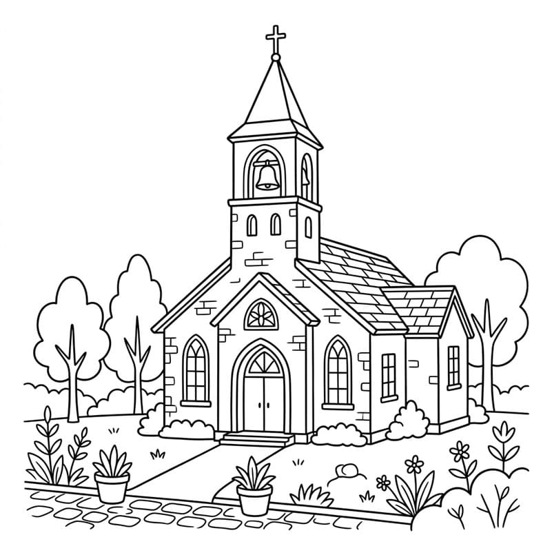 الكنيسة ذات البرج العالي تلوين