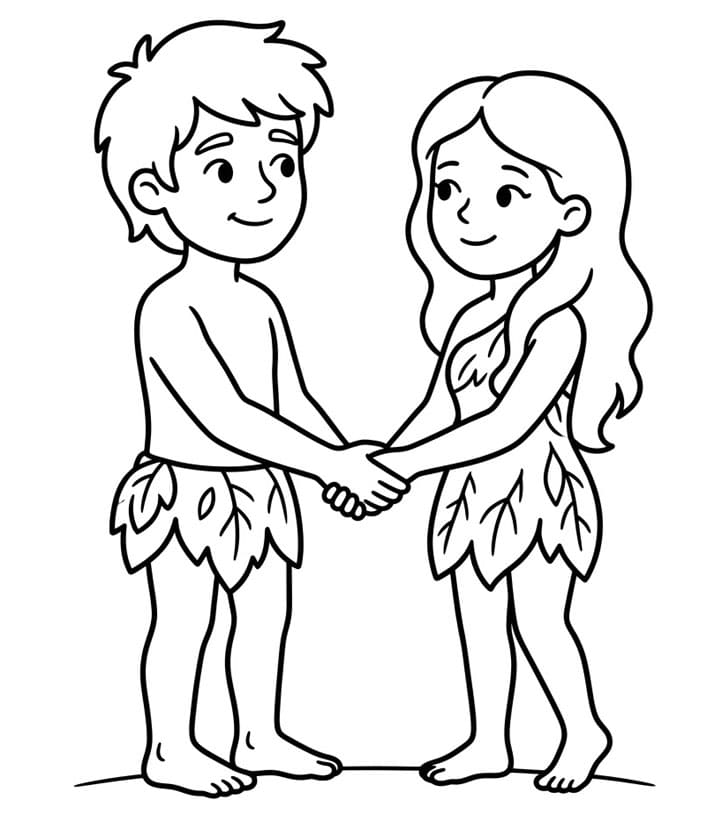 اللقاء الأول بين آدم وحواء تلوين