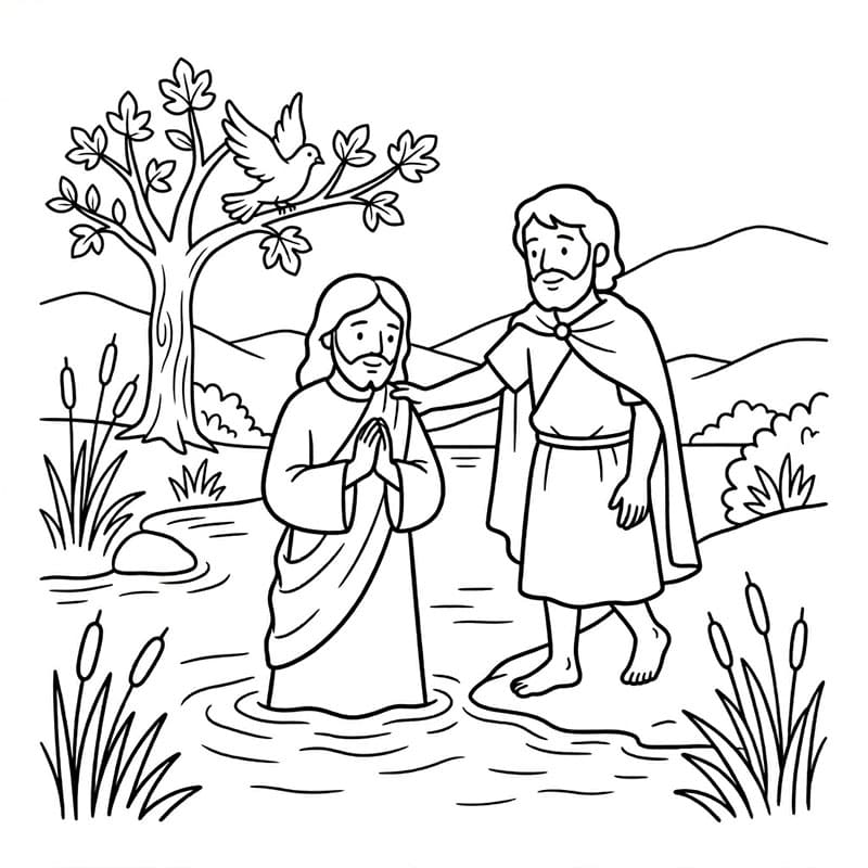 المعمودية في الطبيعة وفقًا للكتاب المقدس تلوين