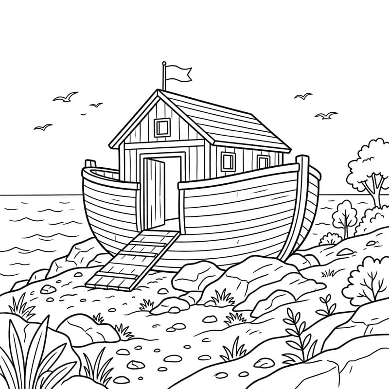 استقرار سفينة نوح على اليابسة تلوين