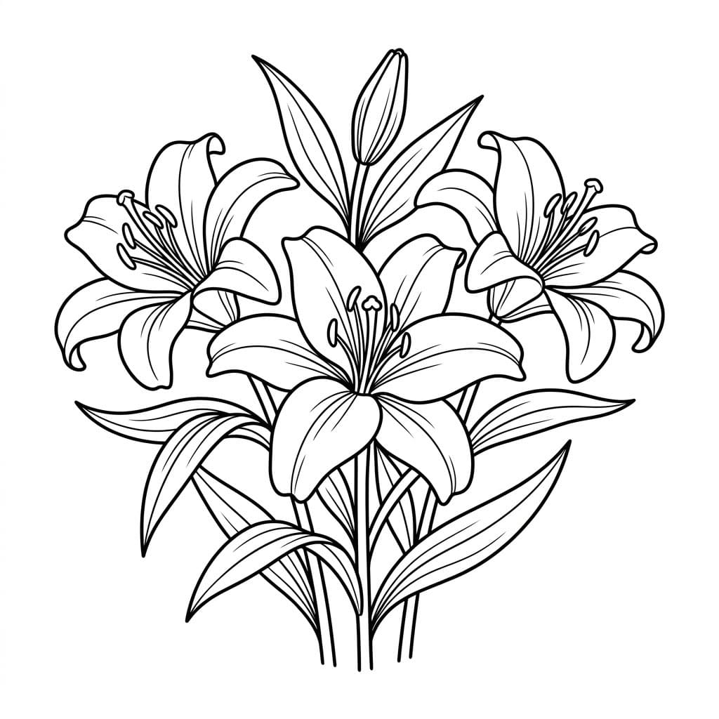 باقة الزنبق الفاخرة تلوين