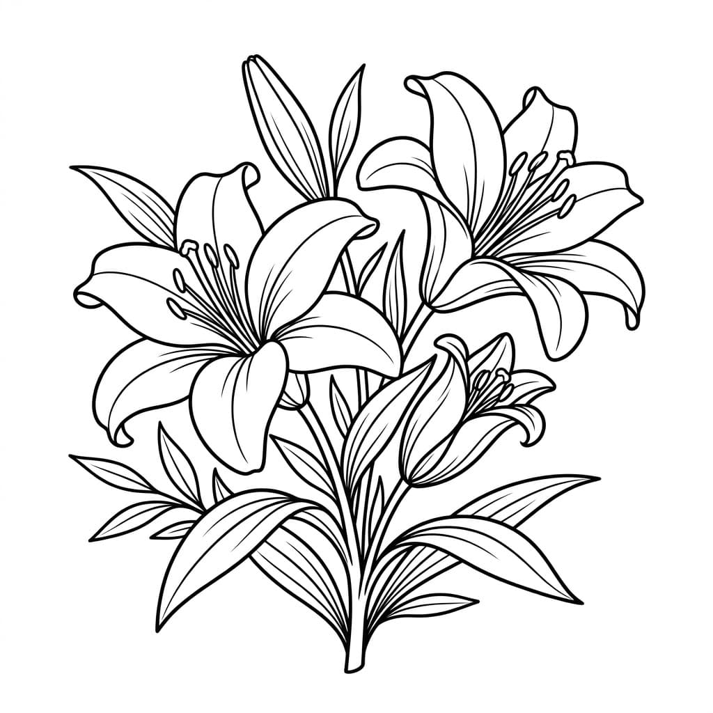 باقة الزنبق الجميلة تلوين