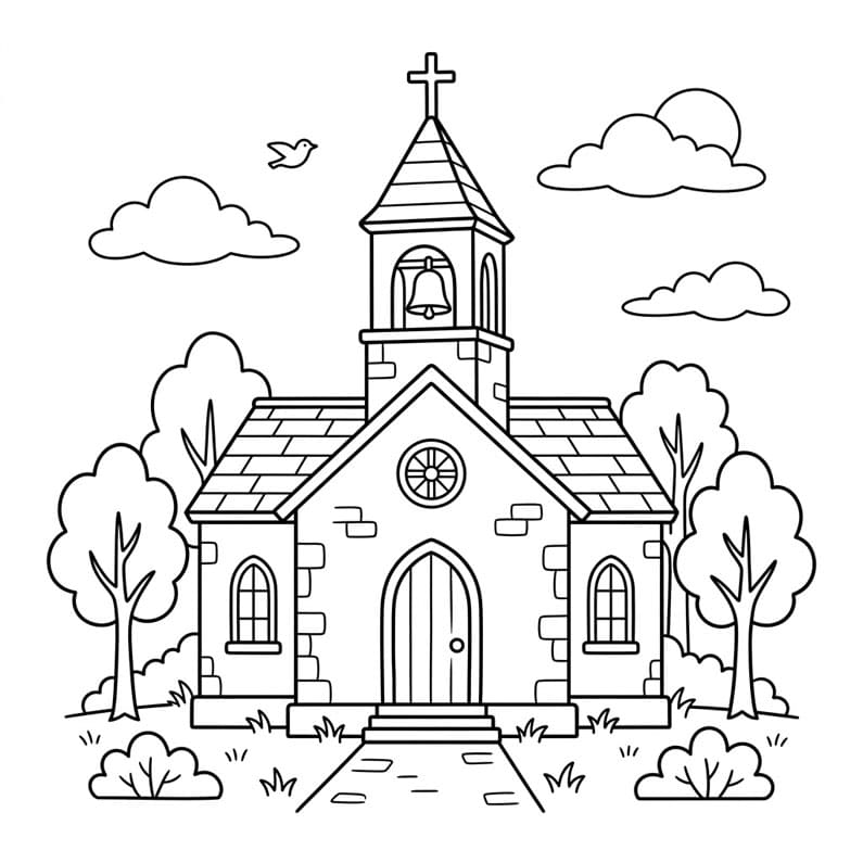 بيت العبادة الصغير تلوين